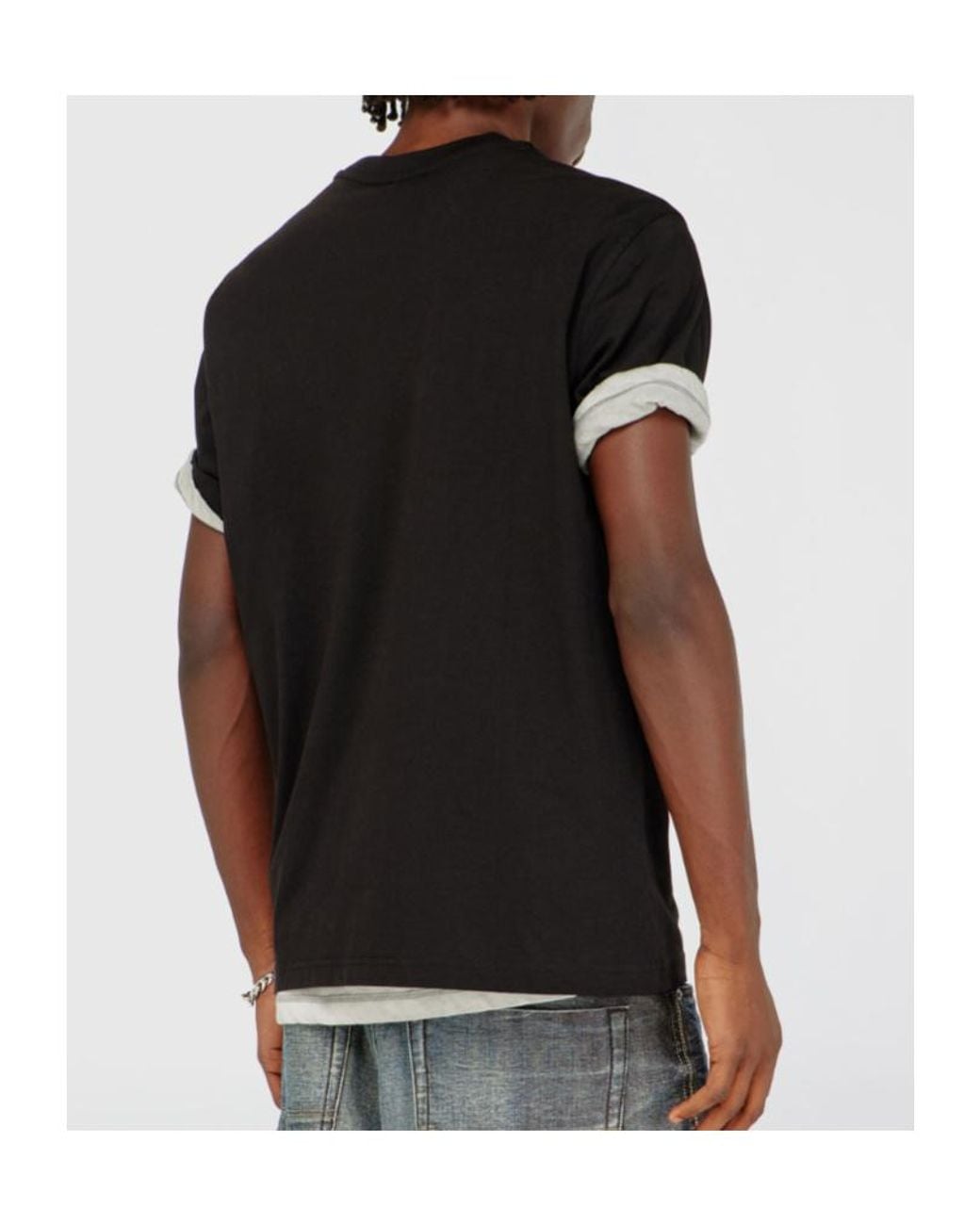 DIESEL Black Cotton T-Shirt With Logo Patch for men