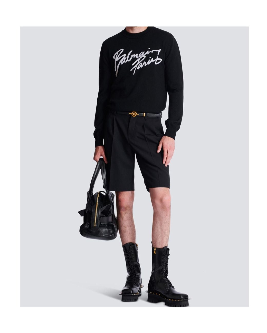 Balmain Black Merino Wool Jumper for men