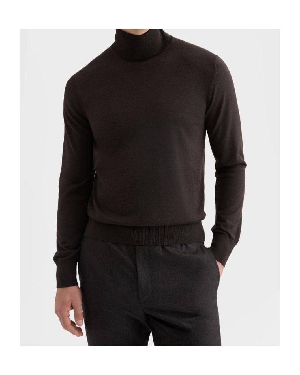 Agnona Brown Ribbed-Knit Turtleneck Sweater for men