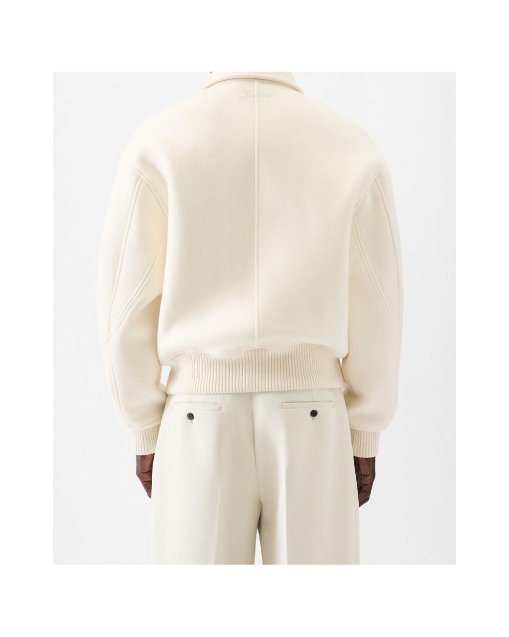 Jacquemus White Felt Wool Bomber Jacket for men
