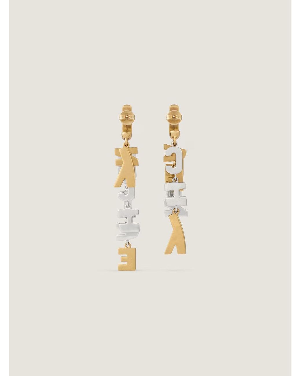 Givenchy Metallic Letters Asymmetric Earrings