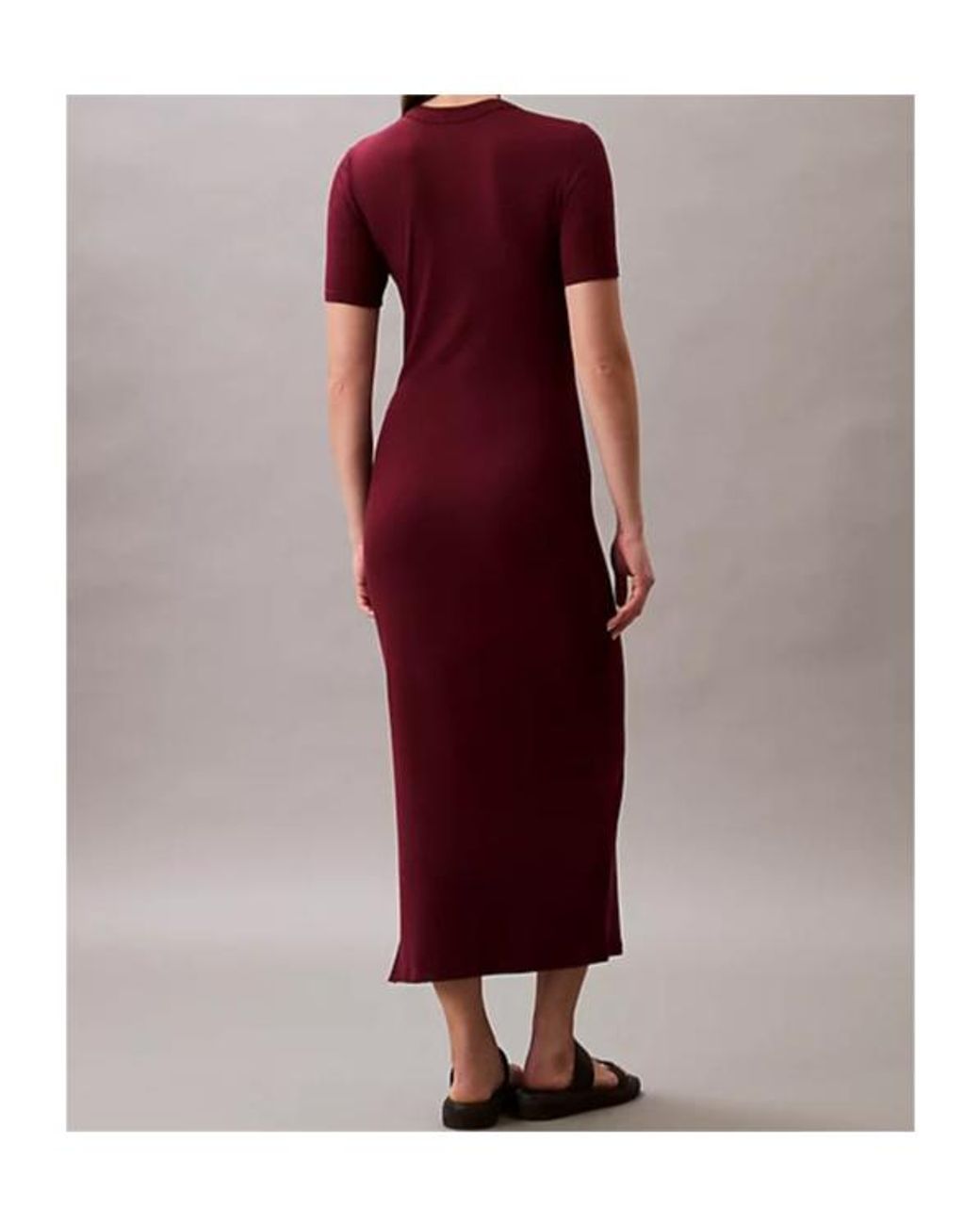 Calvin Klein Red Modal Stretch Rib Midi Dress