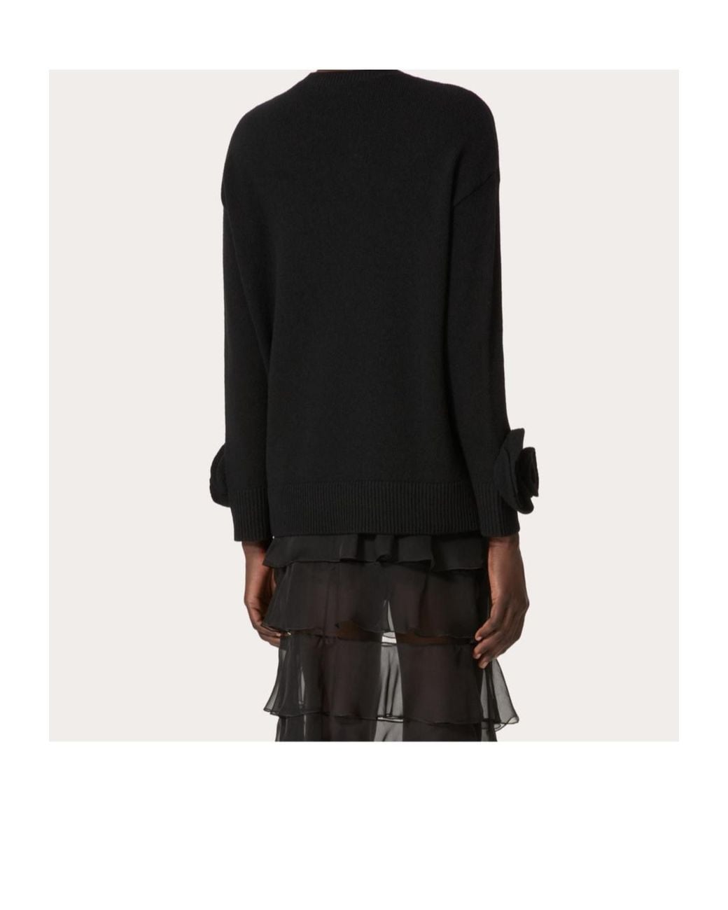 Valentino Black Rose Embellished Crewneck Jumper