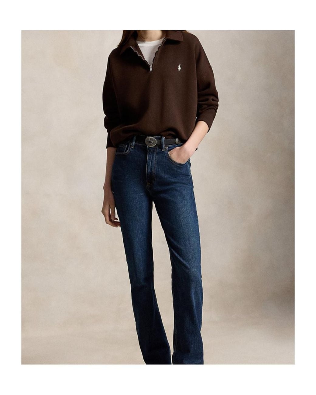 Polo Ralph Lauren Brown High-Neck Sweatshirt