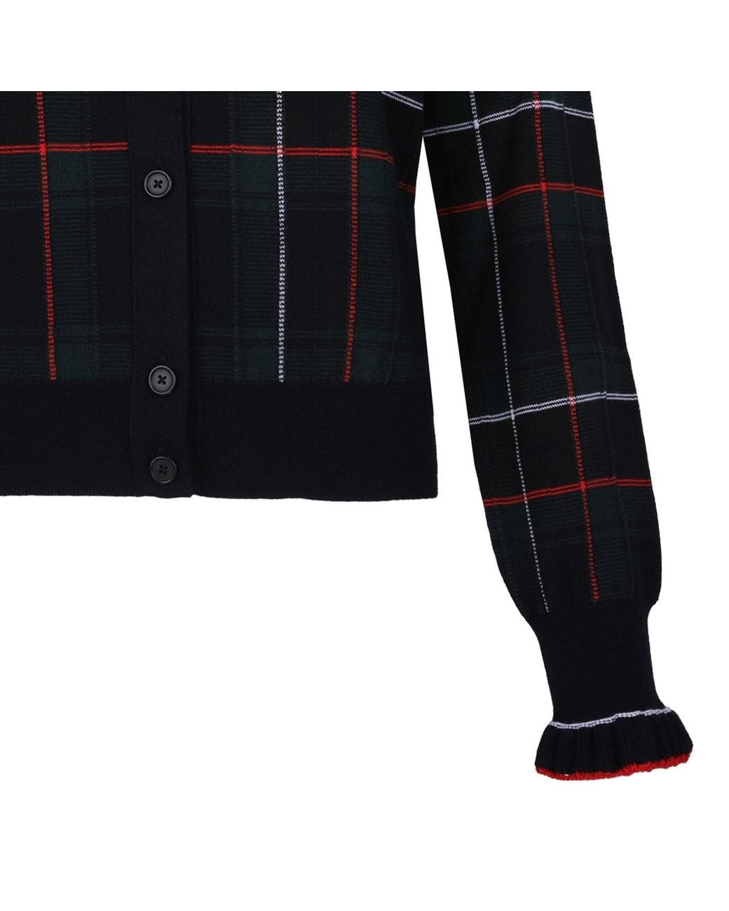 McQueen Blue Wool Tartan Cardigan