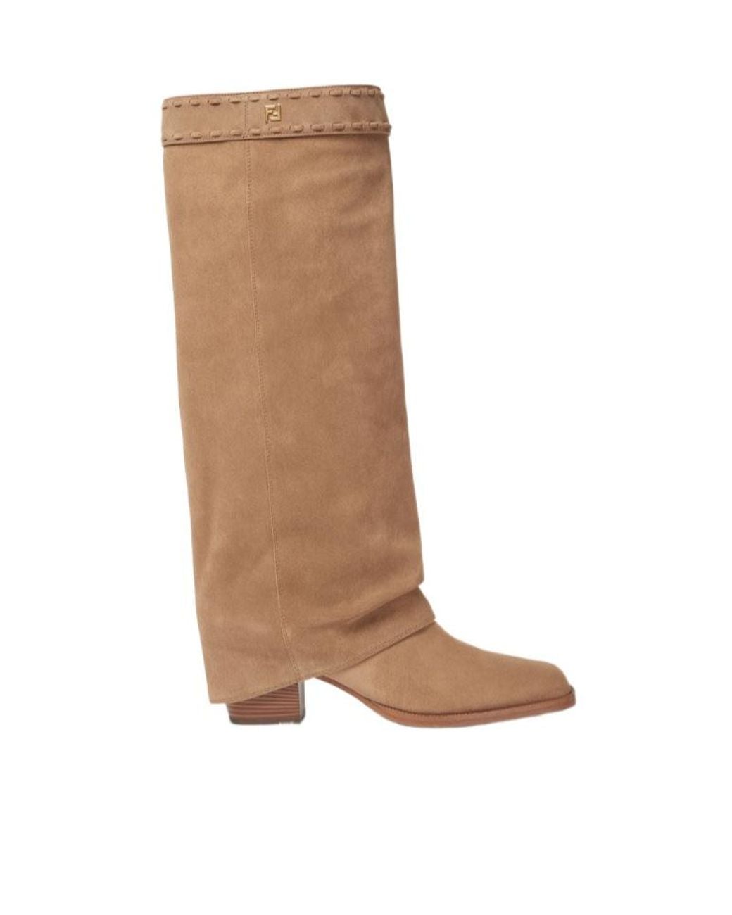 Fendi Brown Minerva Square-Toe Knee-High Boots