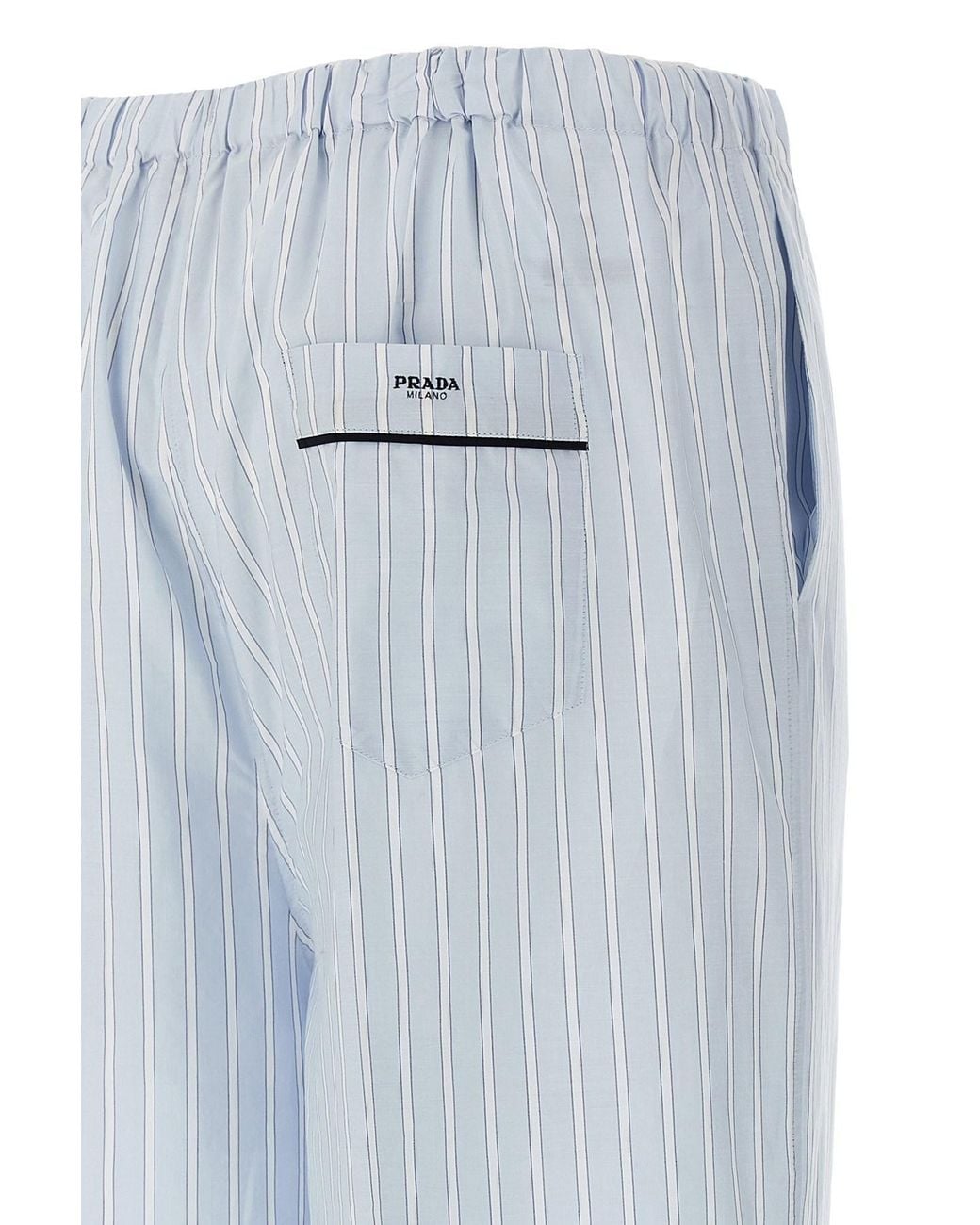 Prada Blue Striped Straight Leg Pants