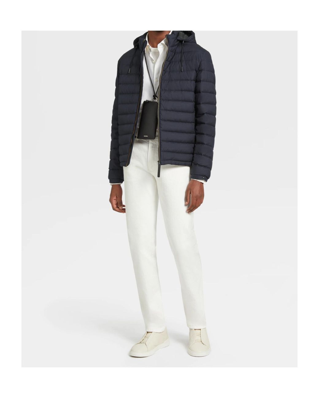 Zegna Blue Hooded Padded Jacket for men