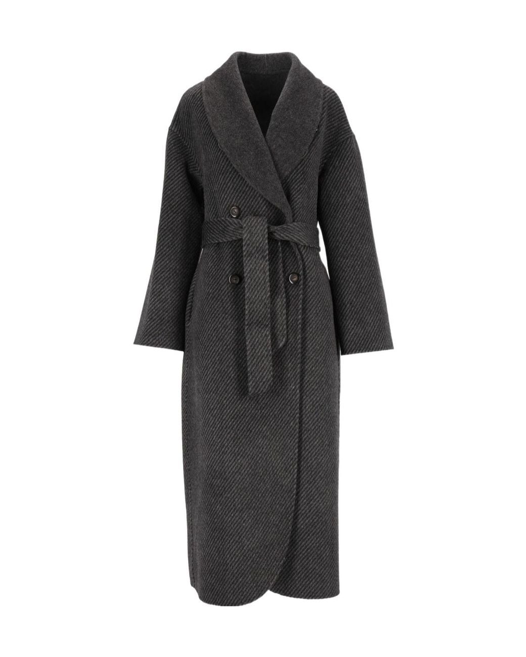 Emporio Armani Black Belted Double-Breasted Coat
