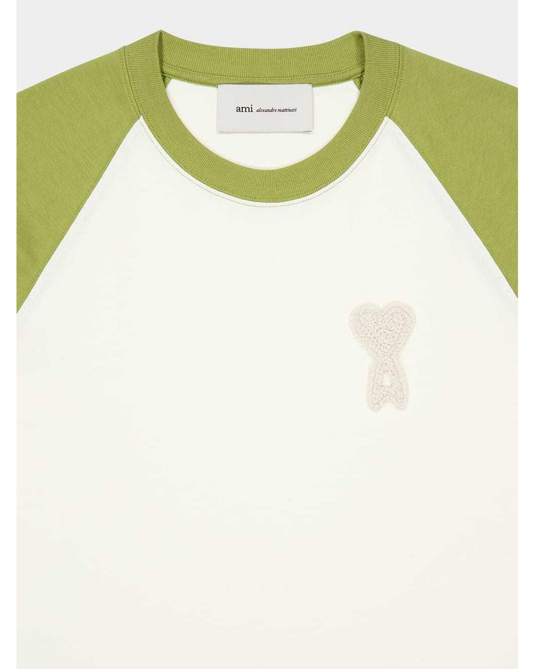 AMI Green Ami Logo Detailed Crewneck T-Shirt for men