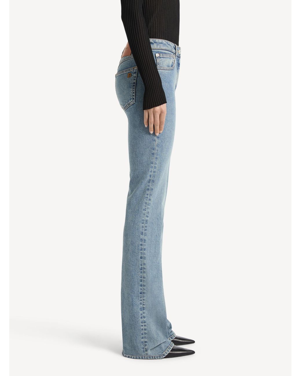 Balmain Blue Bootcut Faded Denim Jeans