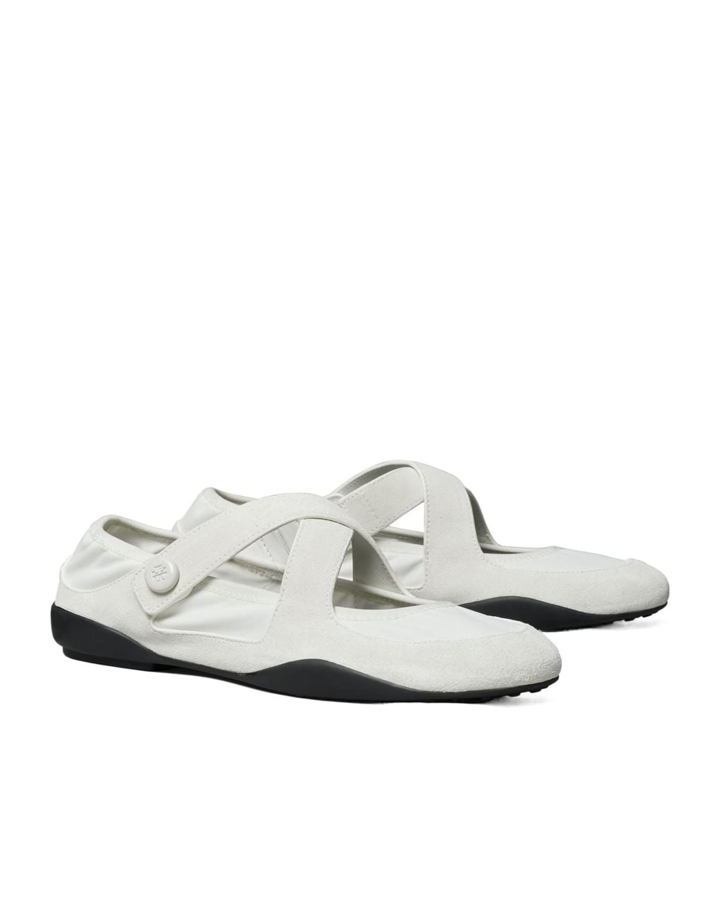 Tory Burch White Romy Mary Jane Flat Shoes