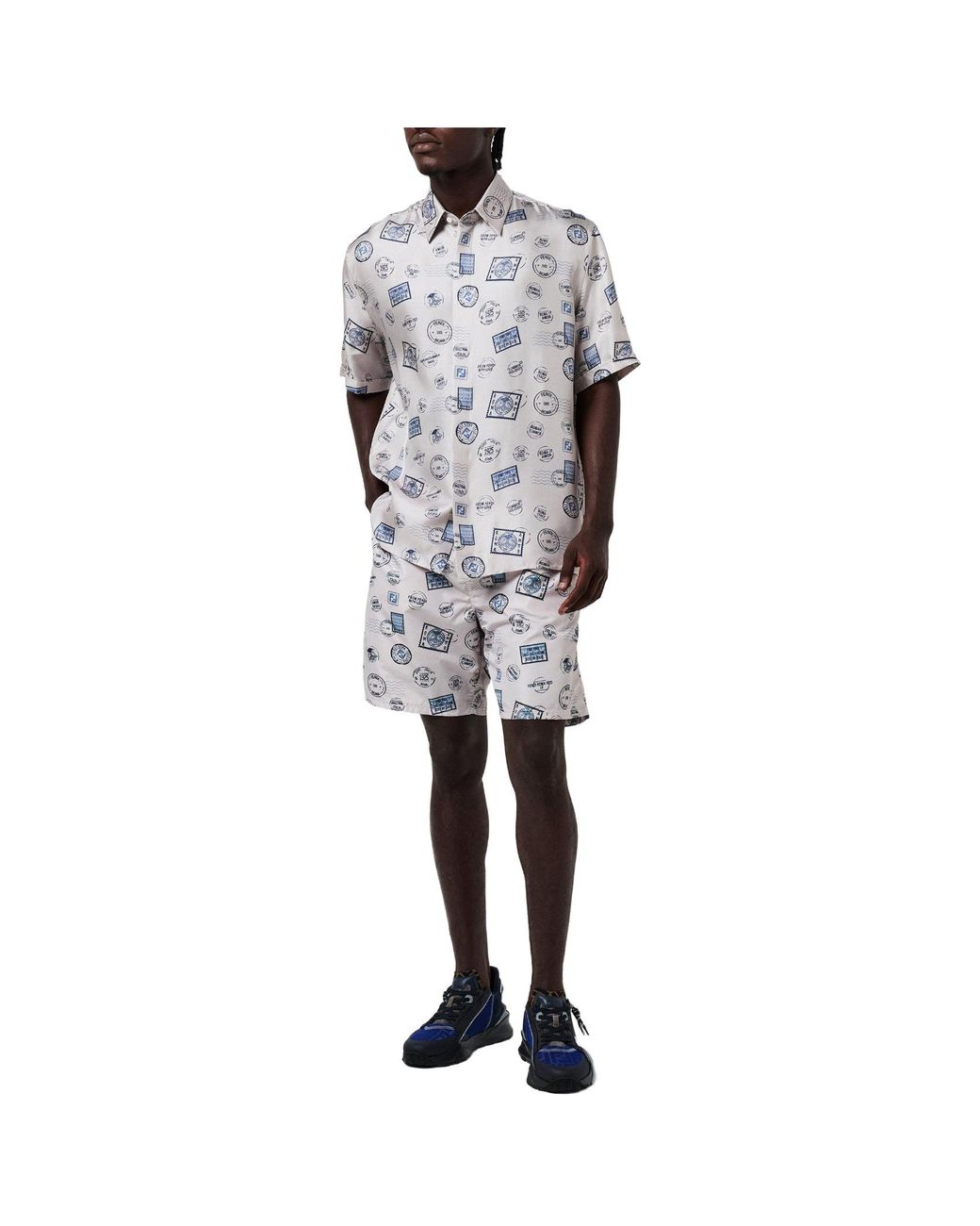 Fendi White Short-Sleeve Patterned Shirt for men