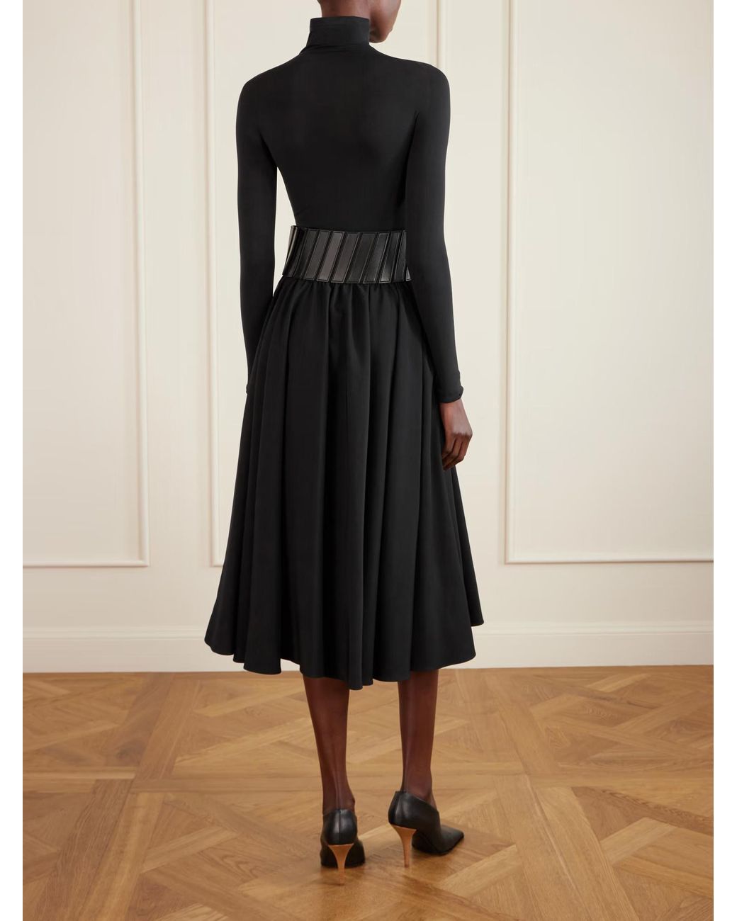 Alaïa Blue Alaïa Wide Waistband Midi Skirt