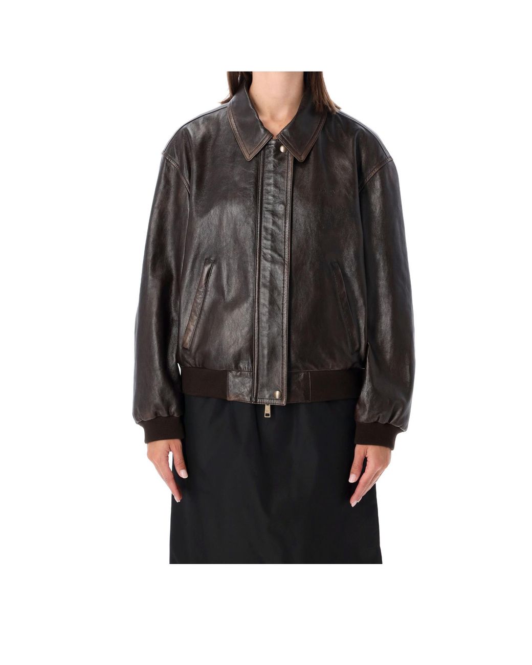 Prada Black Long-Sleeved Leather Jacket
