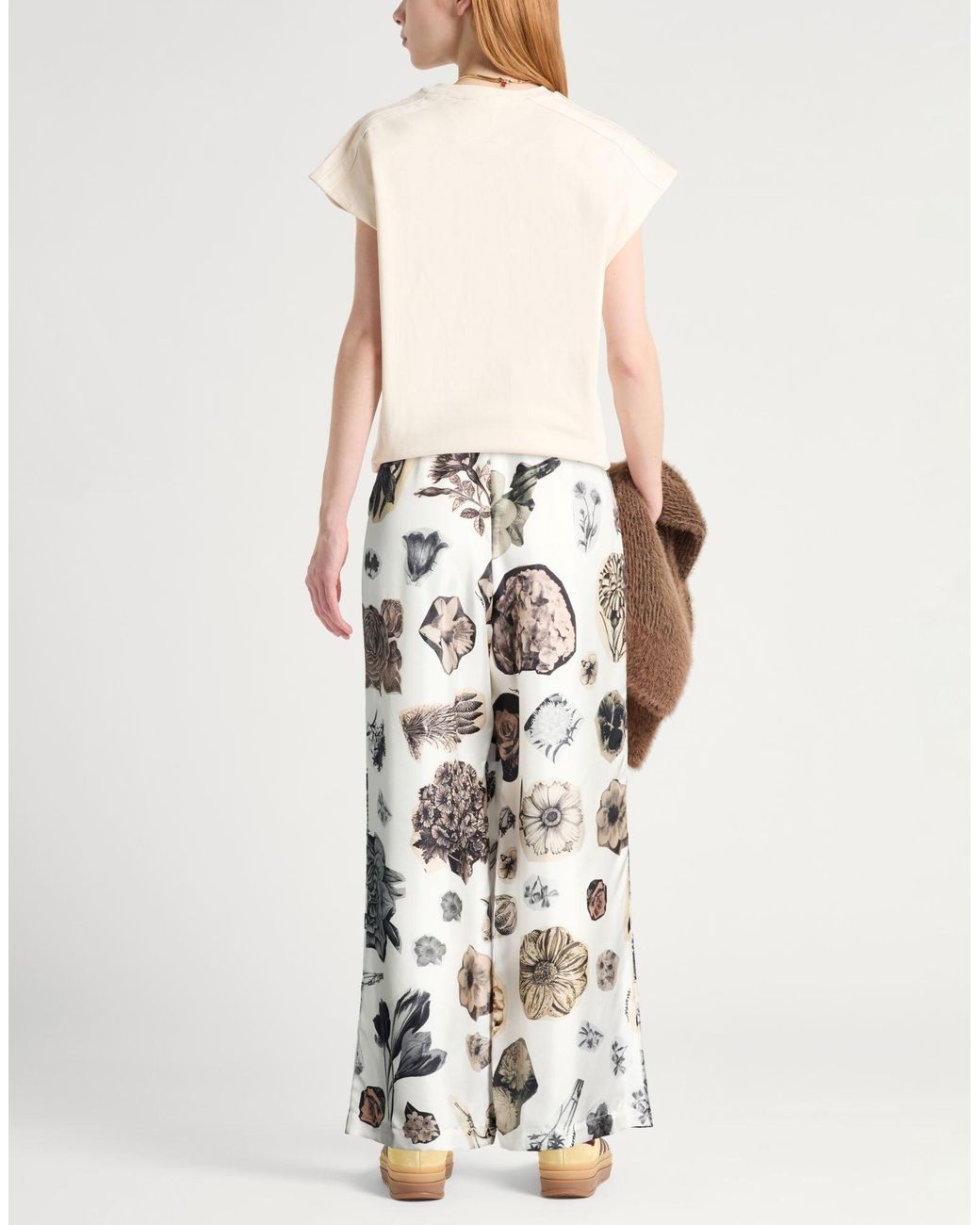 Marni White Floral Printed Trousers
