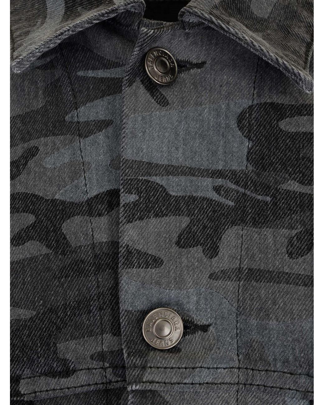 Balenciaga Gray Camo Print Denim Jacket for men