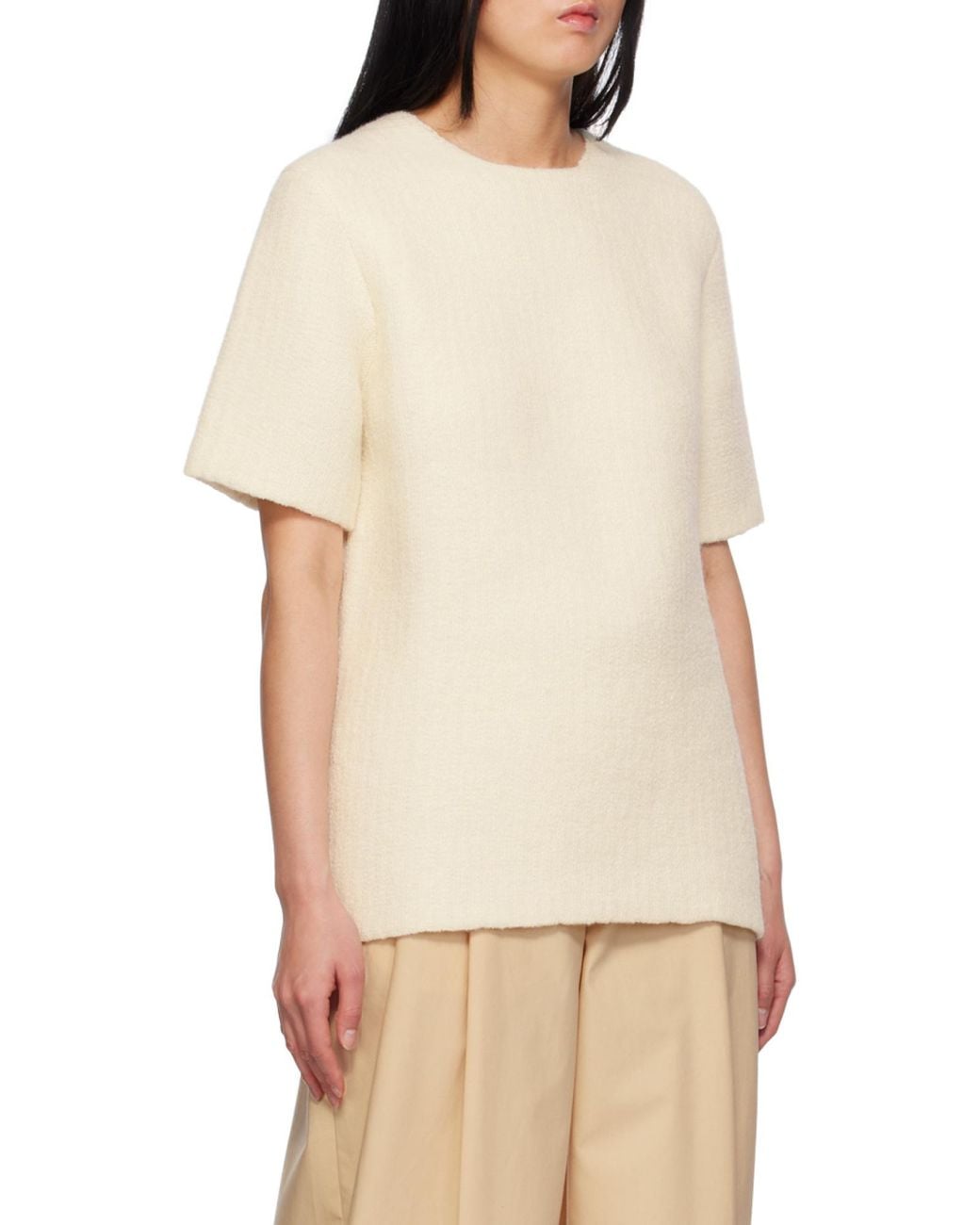 Jil Sander Natural Short-Sleeved Round Collar T-Shirt