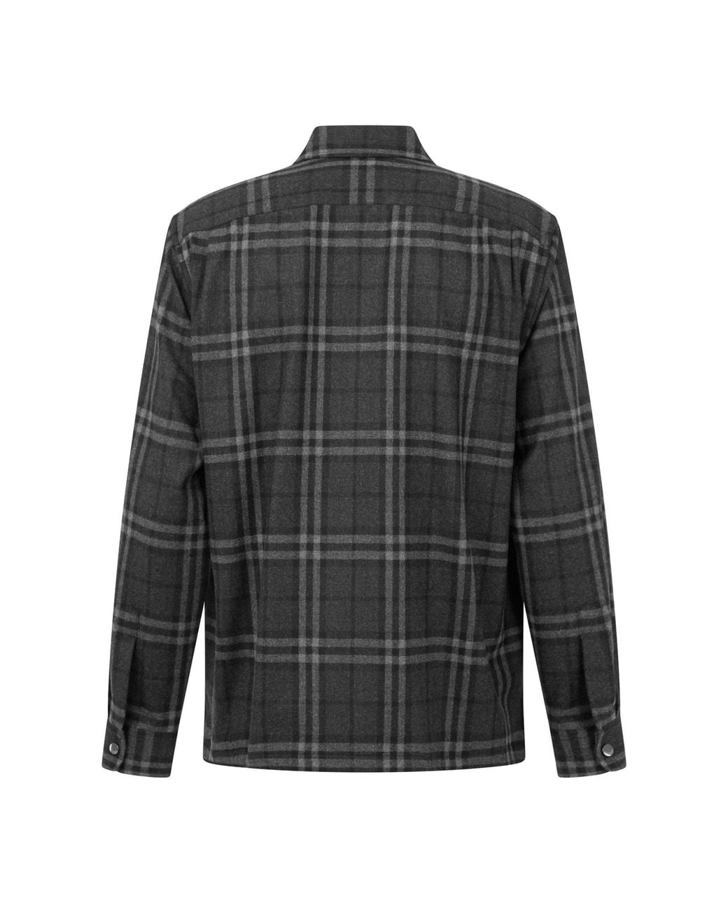 Burberry Gray Plaid Lapel Zip Wool Overshirt for men