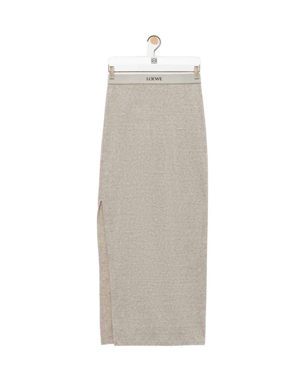 Loewe Gray Logo-Waistband Side Slit Midi Skirt