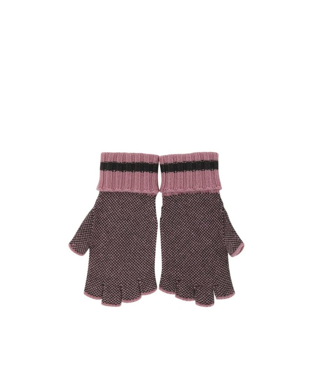 Gucci Purple Gg Motif Fingerless Gloves