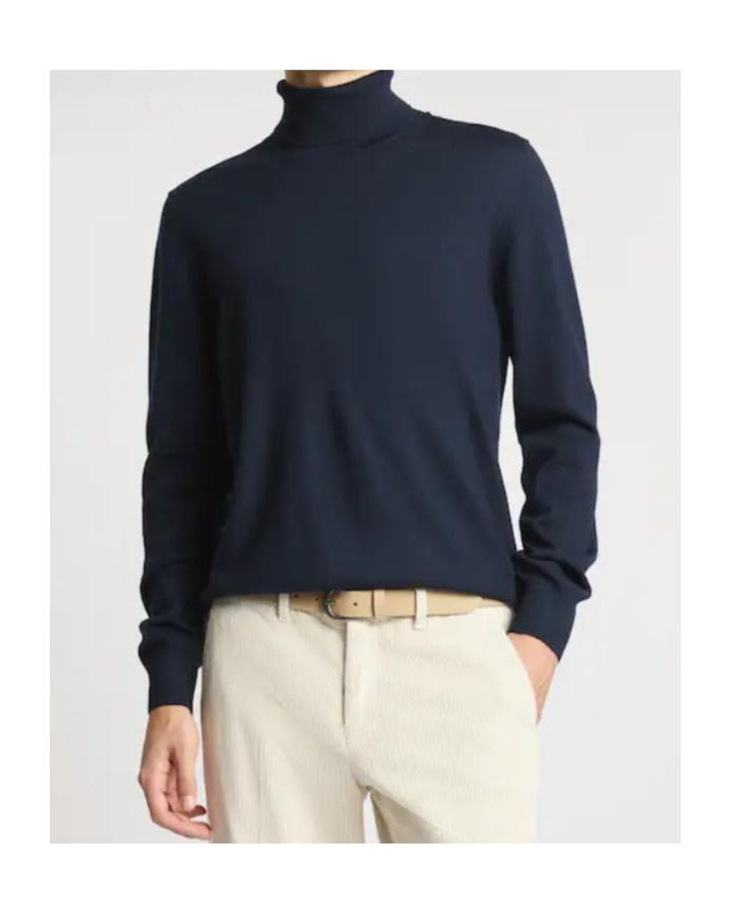 Fay Blue Ribbed Turtleneck Knitted Sweater for men