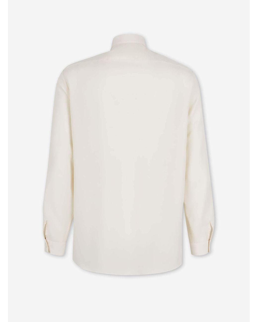 Lardini White Concealed Placket Shirt for men