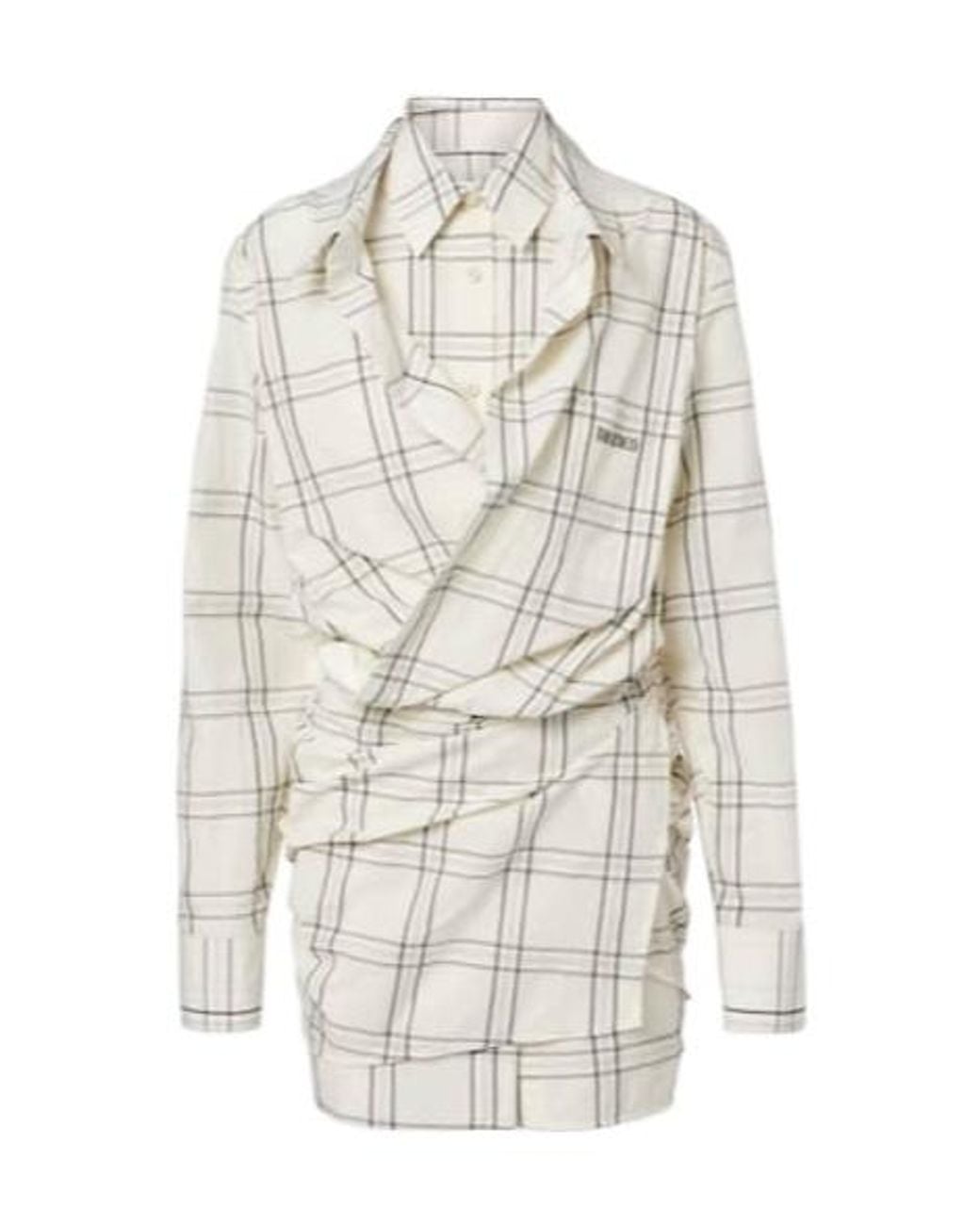 The Attico White Checked Cotton Minidress