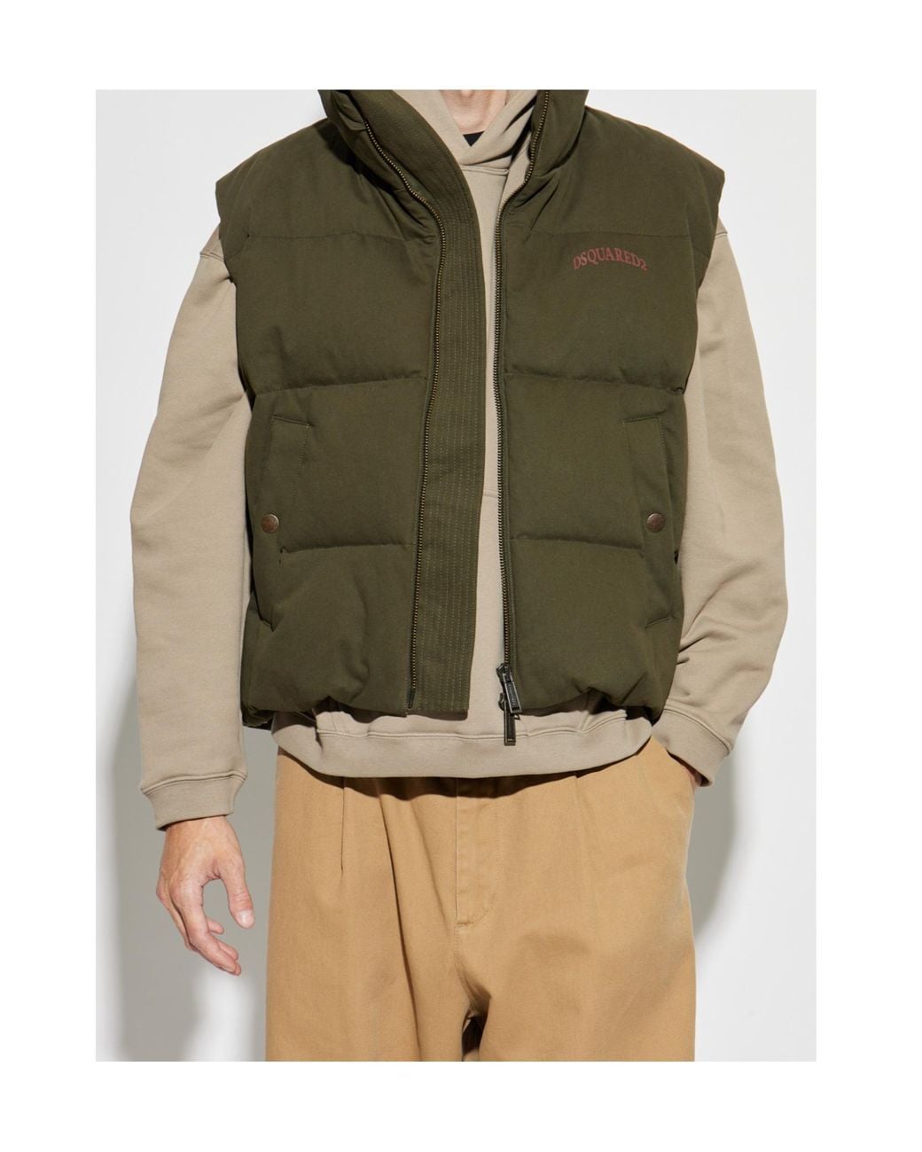 DSquared² Green Quilted Zipped Gilet for men