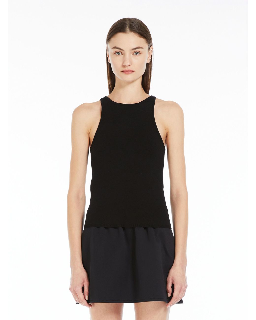 Max Mara Black Crewneck Sleeveless Top
