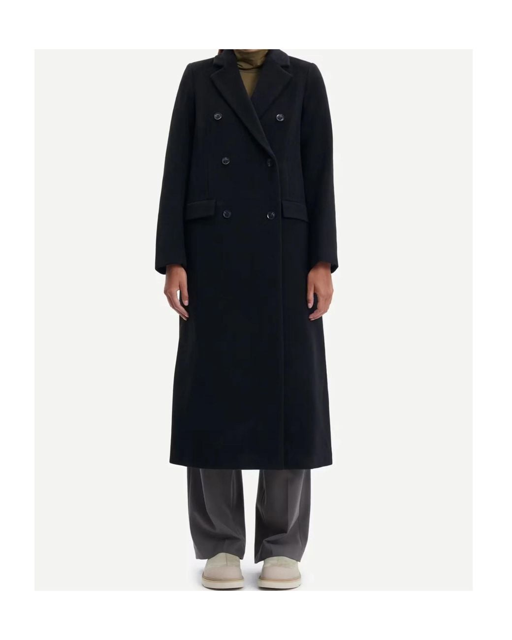 Samsøe & Samsøe Black Samsøe Samsøe Falcon Double-Breasted Coat