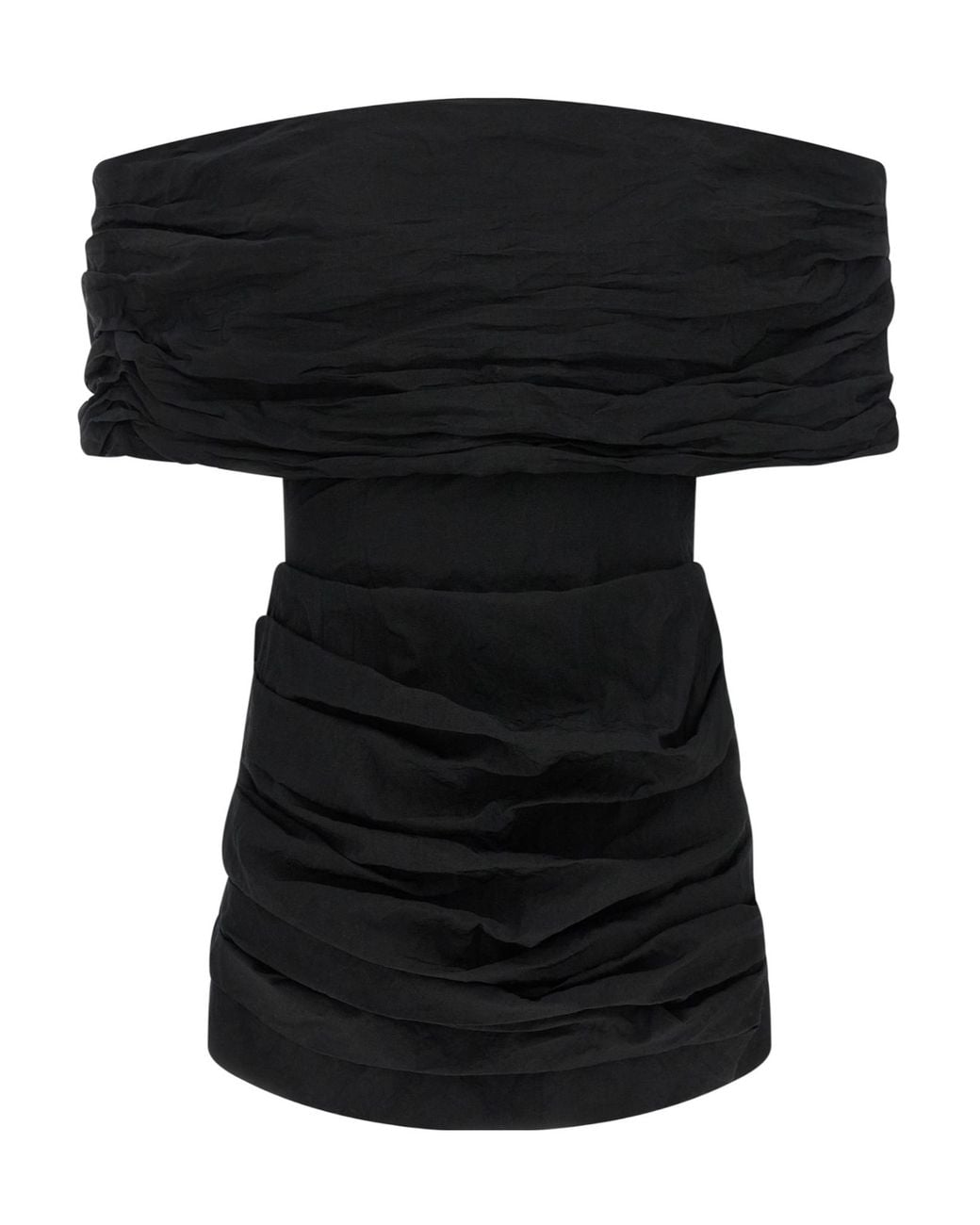 Magda Butrym Black Ruched Off-The-Shoukder Mini Dress