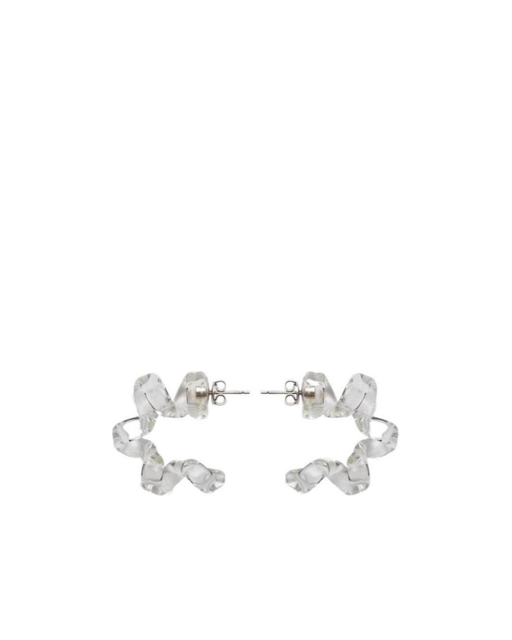 Bottega Veneta White Transparent Hoop Earrings