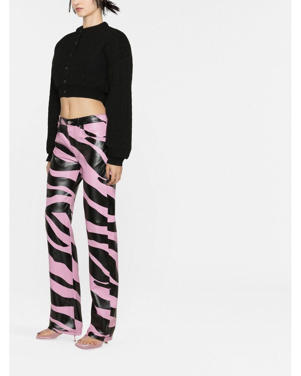 Alexander Wang Black Cable-Knit Cropped Cardigan