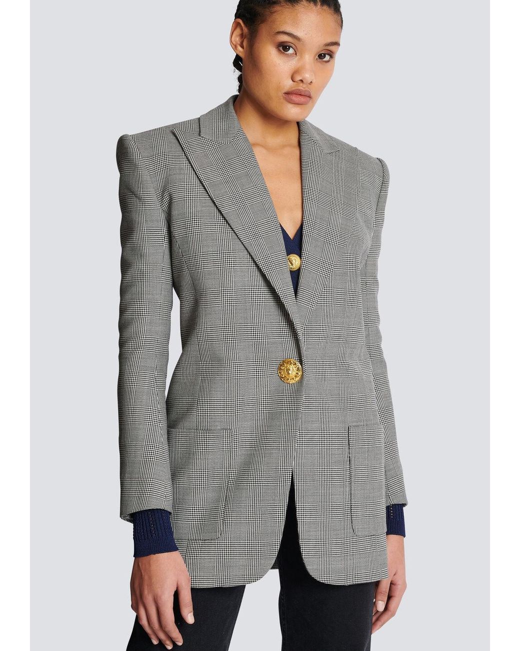 Balmain Gray 1-Button Jacket