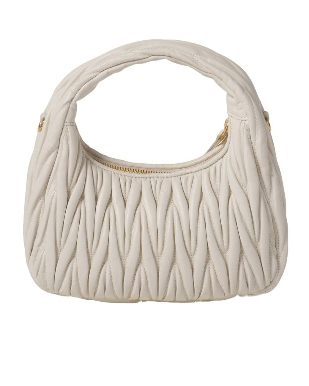 Miu Miu Natural Matelassé Zipped Handbag