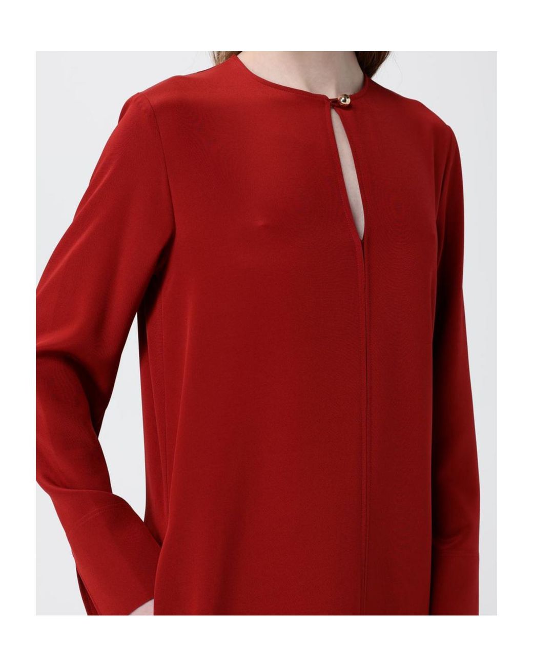 Max Mara Red Punghia Keyhole-Detail Long-Sleeve Maxi Dress