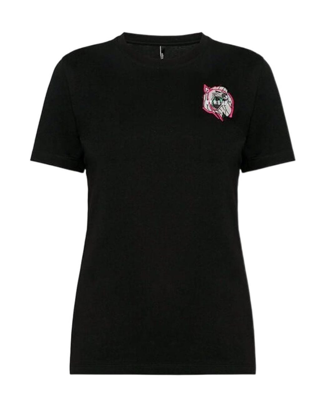 Versace Black Wolf Appliqué Short-Sleeve T-Shirt