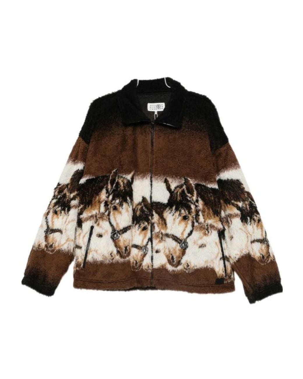 MM6 by Maison Margiela Black Horse Print Cardigan for men