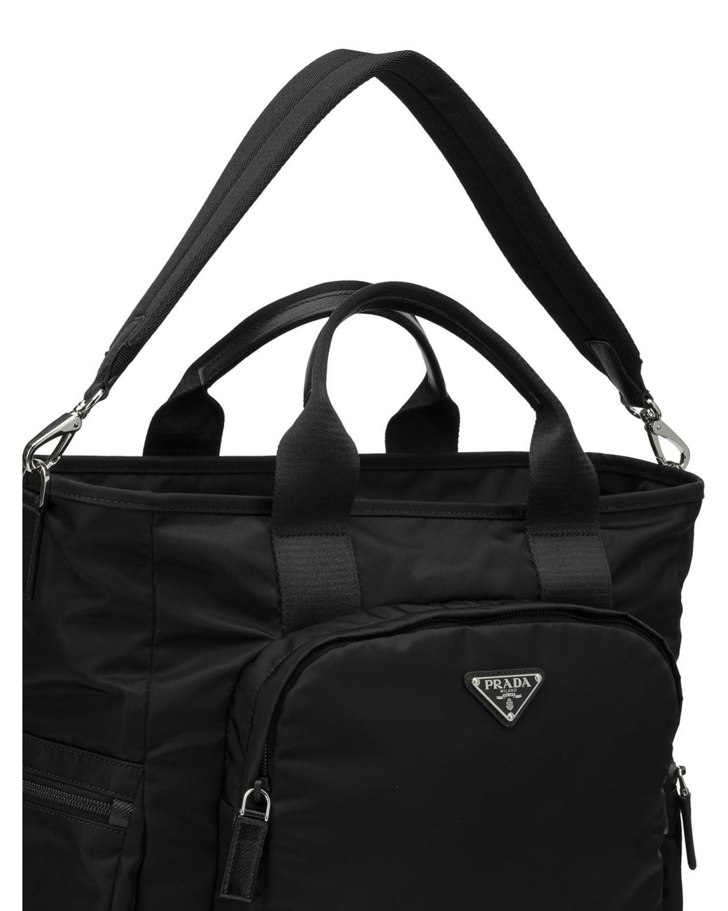 Prada Black Re-Nylon And Saffiano Leather Tote Bag for men