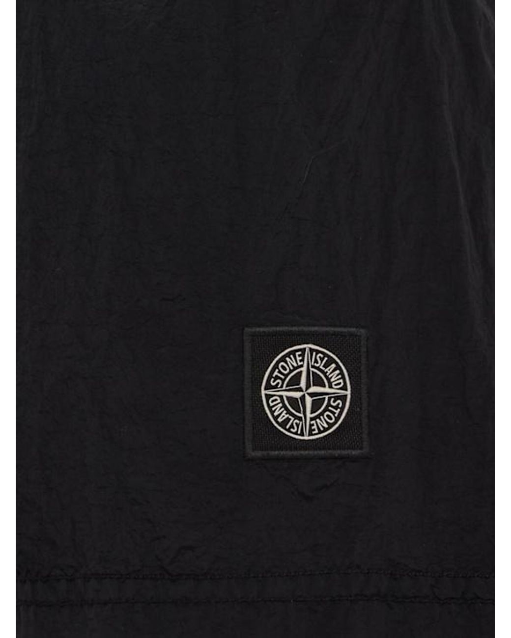 Stone Island Black Logo Nylon Shorts for men