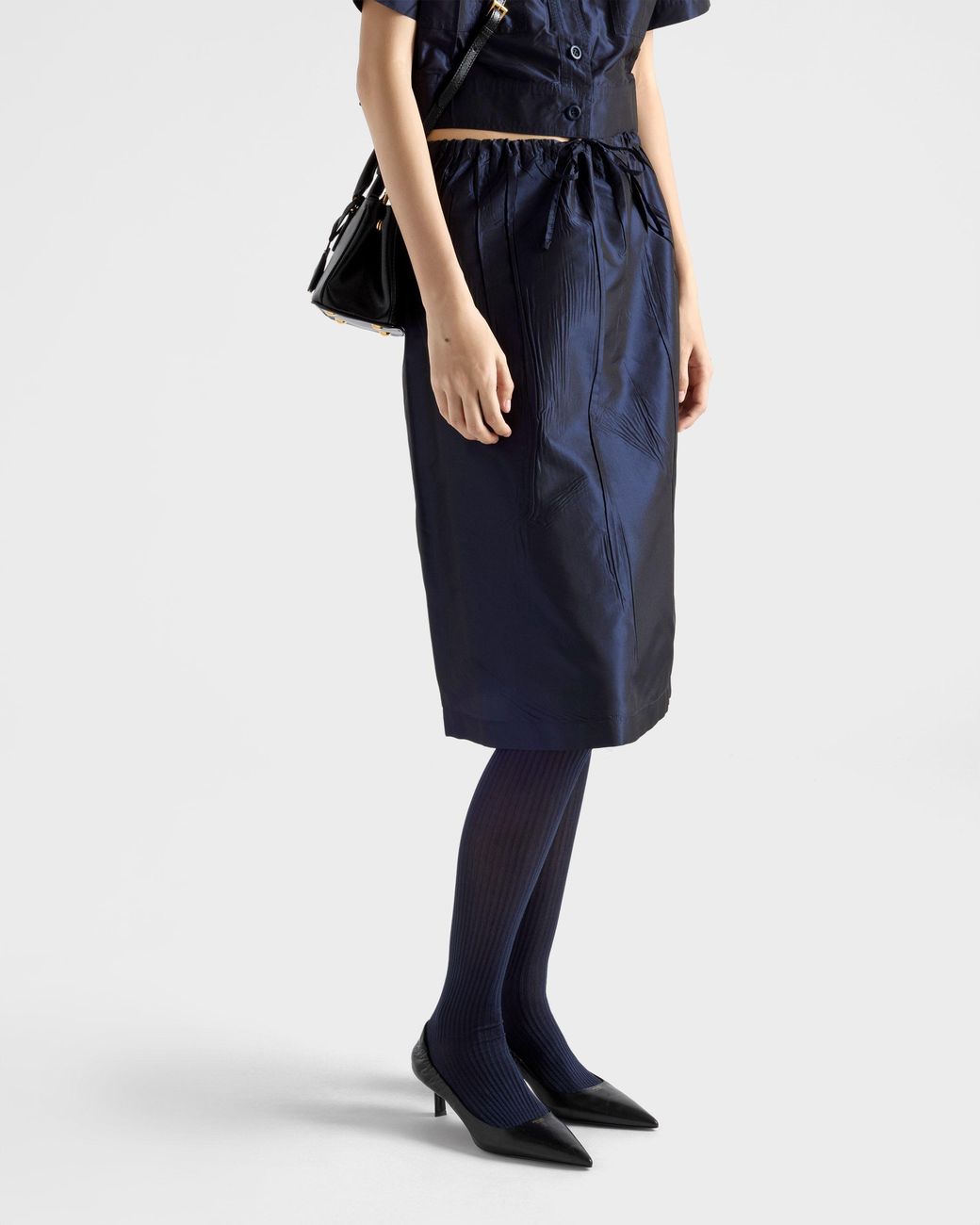 Prada Blue Taffeta Midi-Skirt