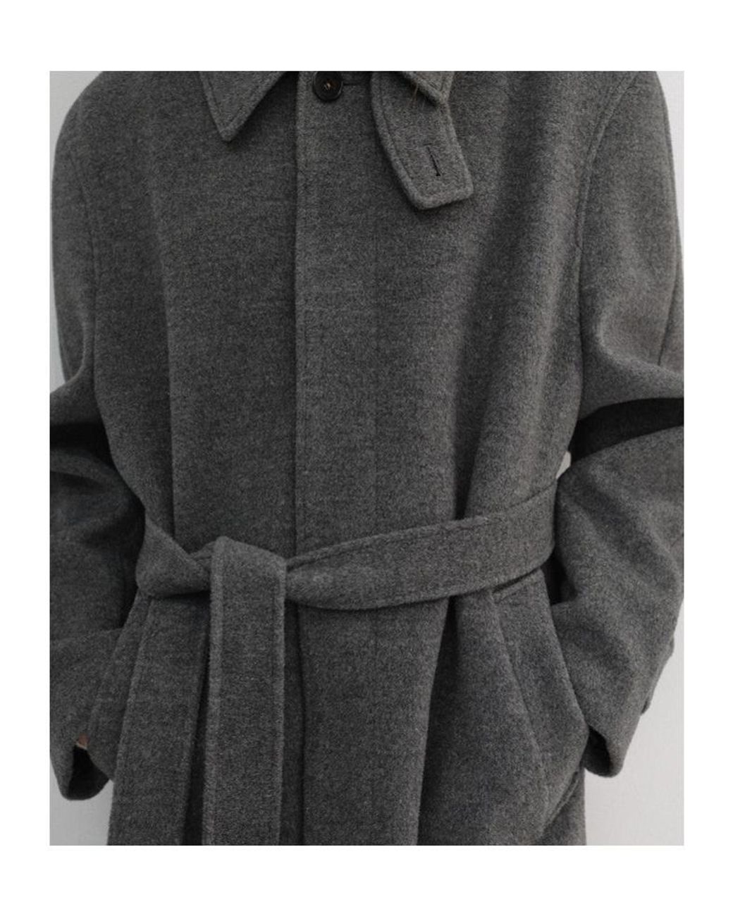 DUNST Gray Belted Cashmere Mac Coat Melange for men