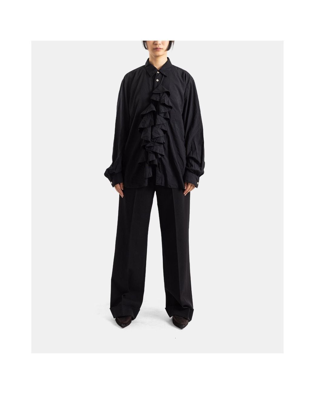 Comme des Garçons Black Comme Des Garçons Asymmetric Ruffle Shirt