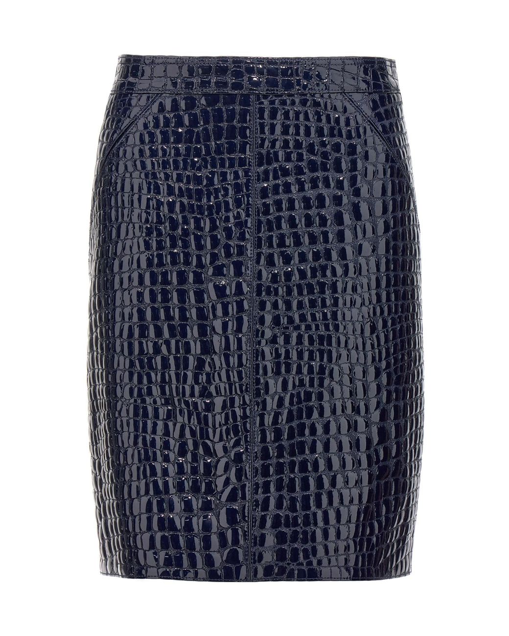 Tom Ford Blue High-Waisted Embossed Leather Mini Skirt