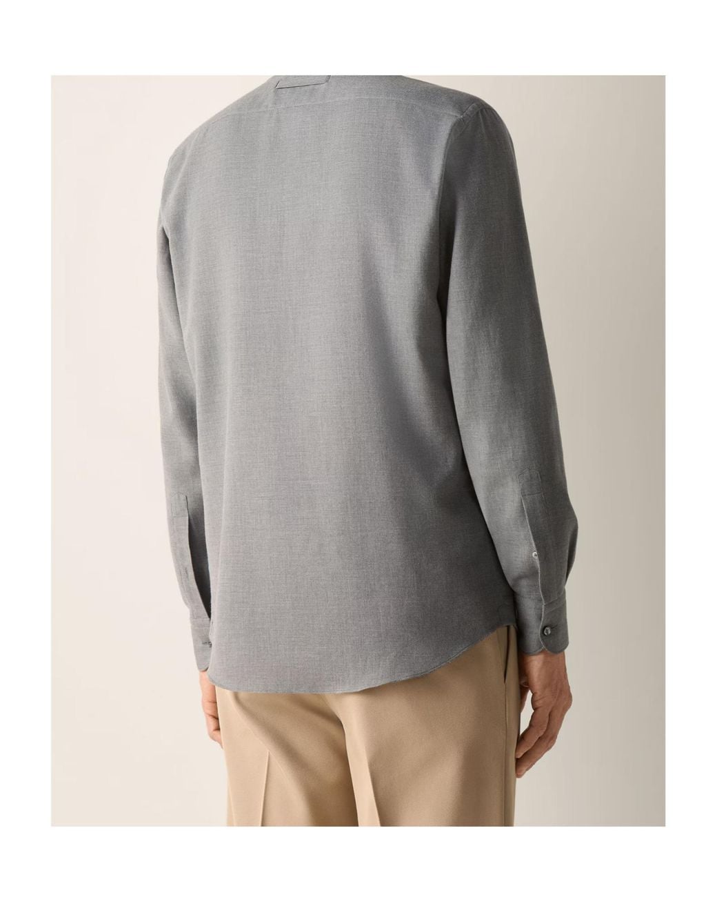 Zegna Gray Regular Fit Spread Collar Shirt for men