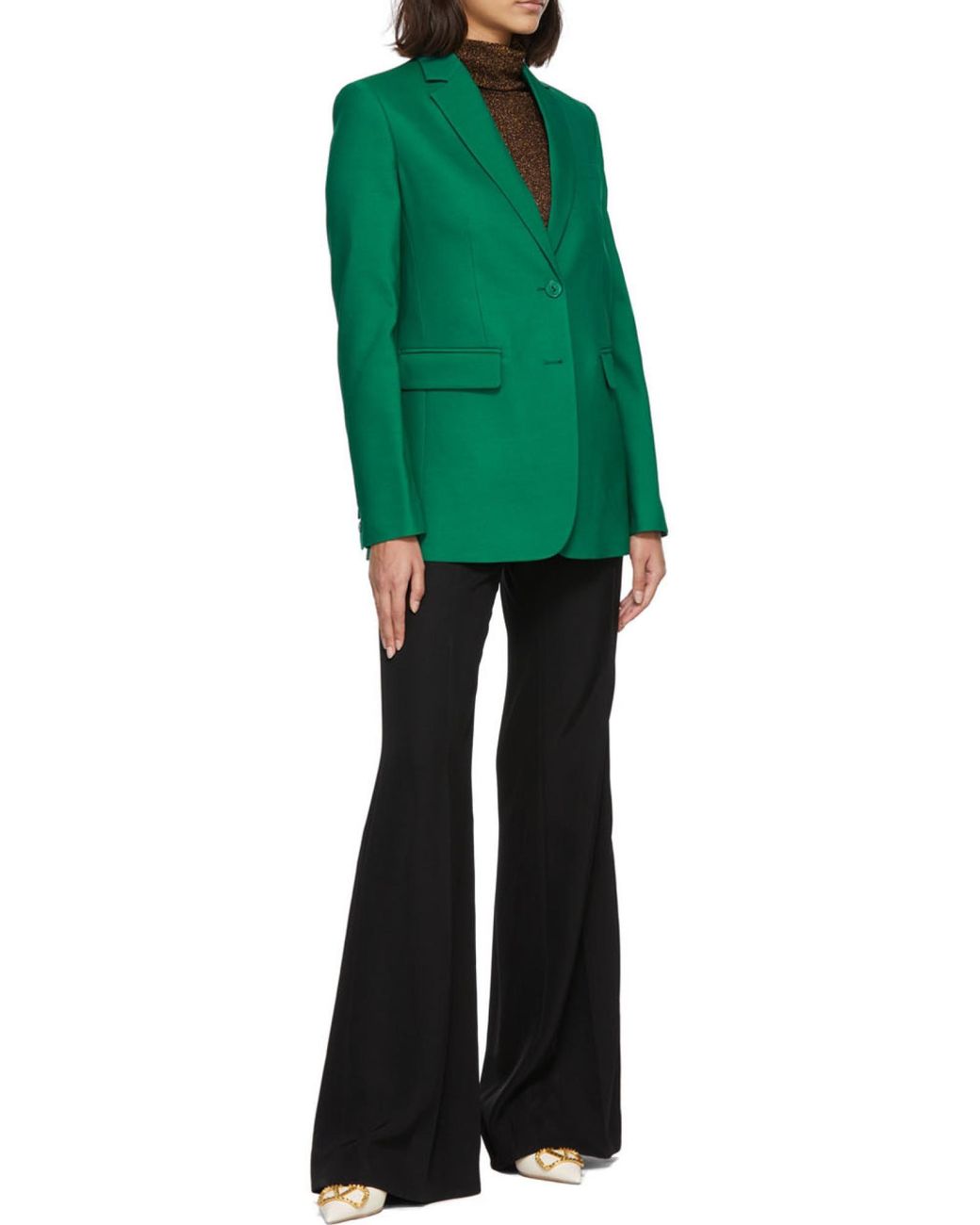 Valentino Green Single Breasted Long Sleeved Blazer