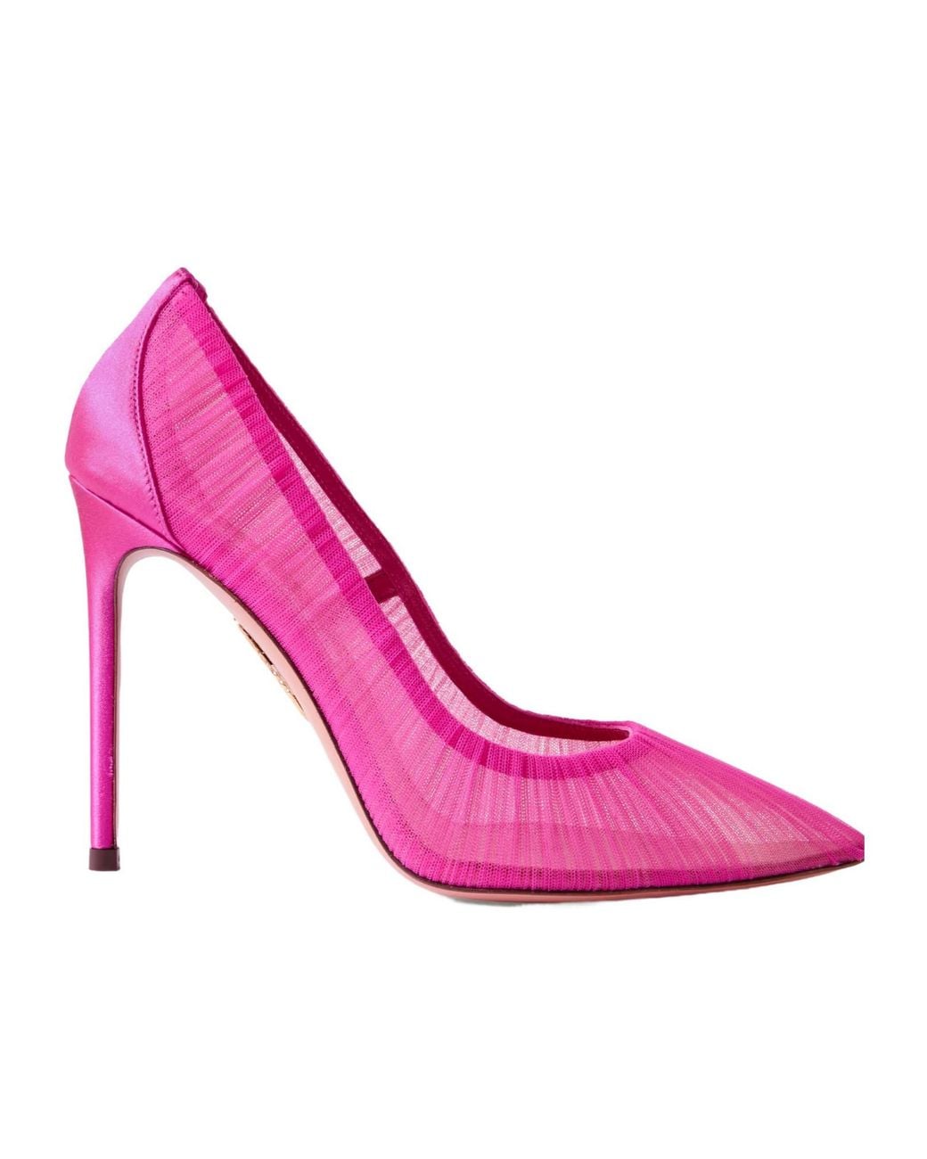Aquazzura Pink Voile 105 Pleated Satin-Trimmed Tulle Pumps