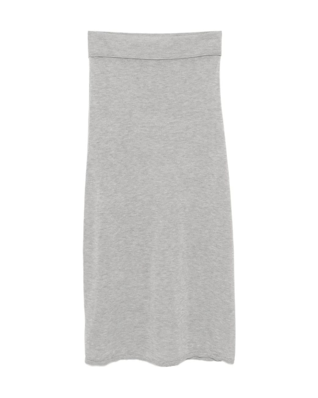 Totême Gray Ribbed-Knit Maxi Skirt