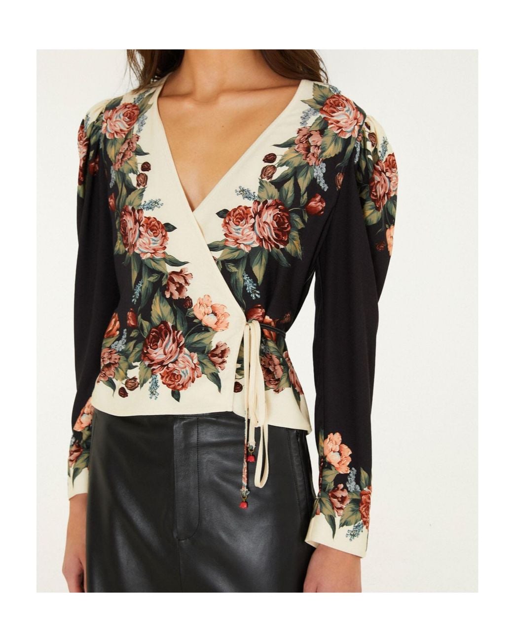 Farm Rio Multicolor Wrap Floral Blouse